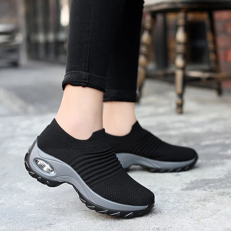 Tênis Esportivos Casuais Femininos Para O Exterior Tênis De Tamanho Grande Sem Slip On Loafers Confortáveis