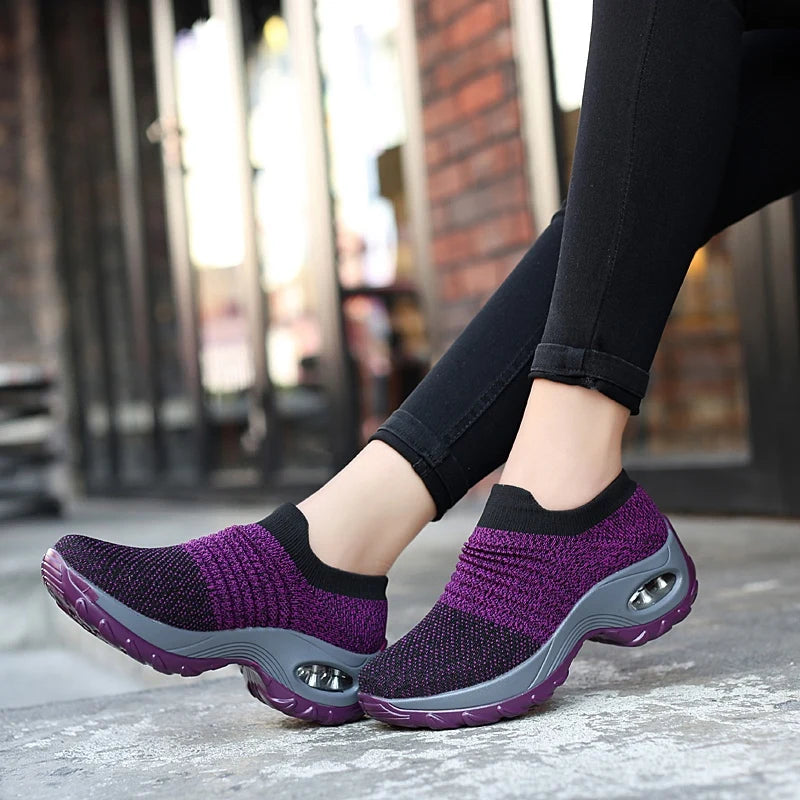 Tênis Esportivos Casuais Femininos Para O Exterior Tênis De Tamanho Grande Sem Slip On Loafers Confortáveis