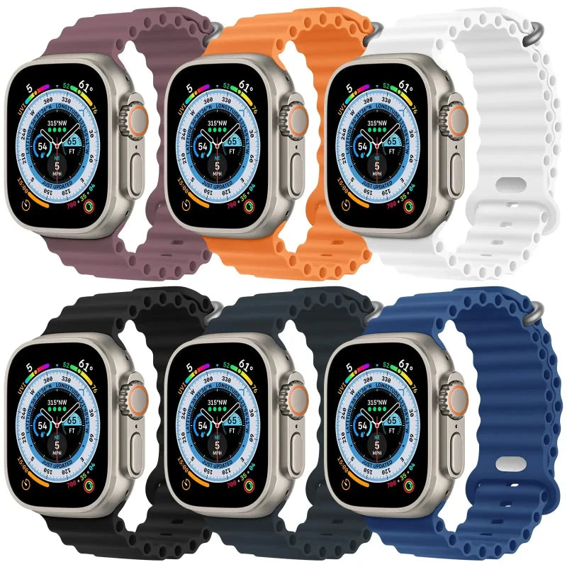 Pulseira de silicone oceano para apple watch band ultra 1 2 49mm pulseira iwatch série 9 8 41mm 45mm substituir pulseira de pulso respirável