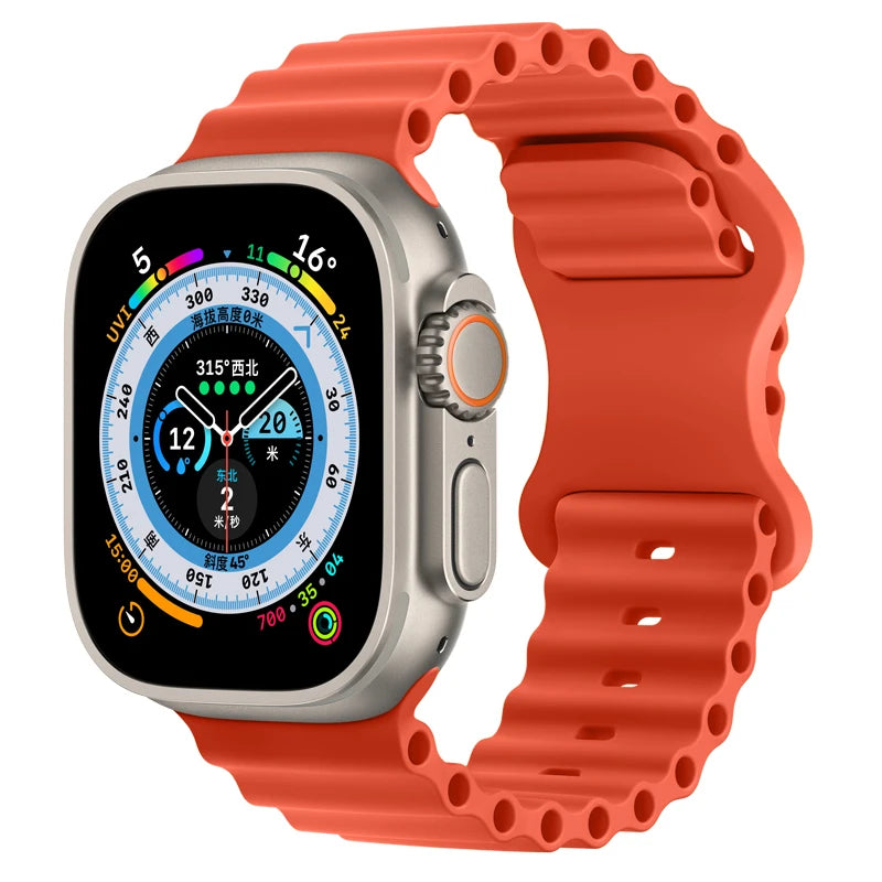 Pulseira de silicone oceano para apple watch band ultra 1 2 49mm pulseira iwatch série 9 8 41mm 45mm substituir pulseira de pulso respirável